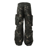 Military-Inspired Jungle Camouflage Cargo Pants - Multi-Pocket Wide Leg Workwear