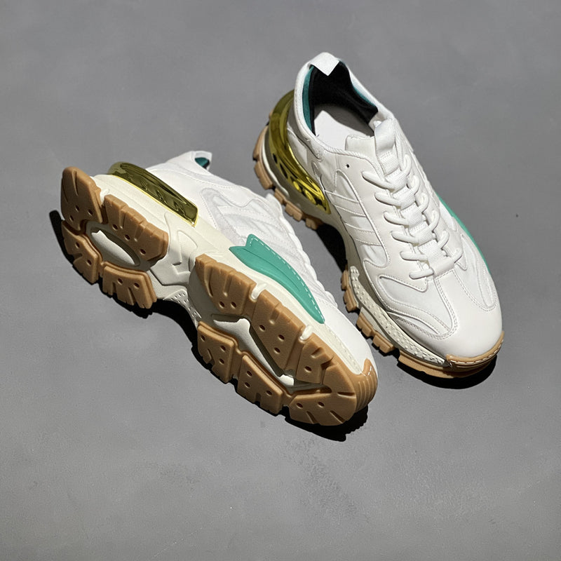 Elevated Style Men's Height-Increasing Leather Sneakers - White Thick Sole Casual Shoes