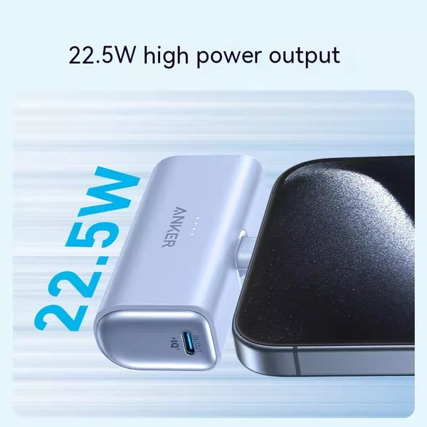 Premium Capsule Power Bank - Ultra-Compact 5000mAh Portable Charger with Foldable USB-C