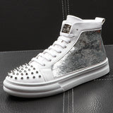 Professional Men's High-Top Hairdresser Shoes - Thick Sole Comfort Design