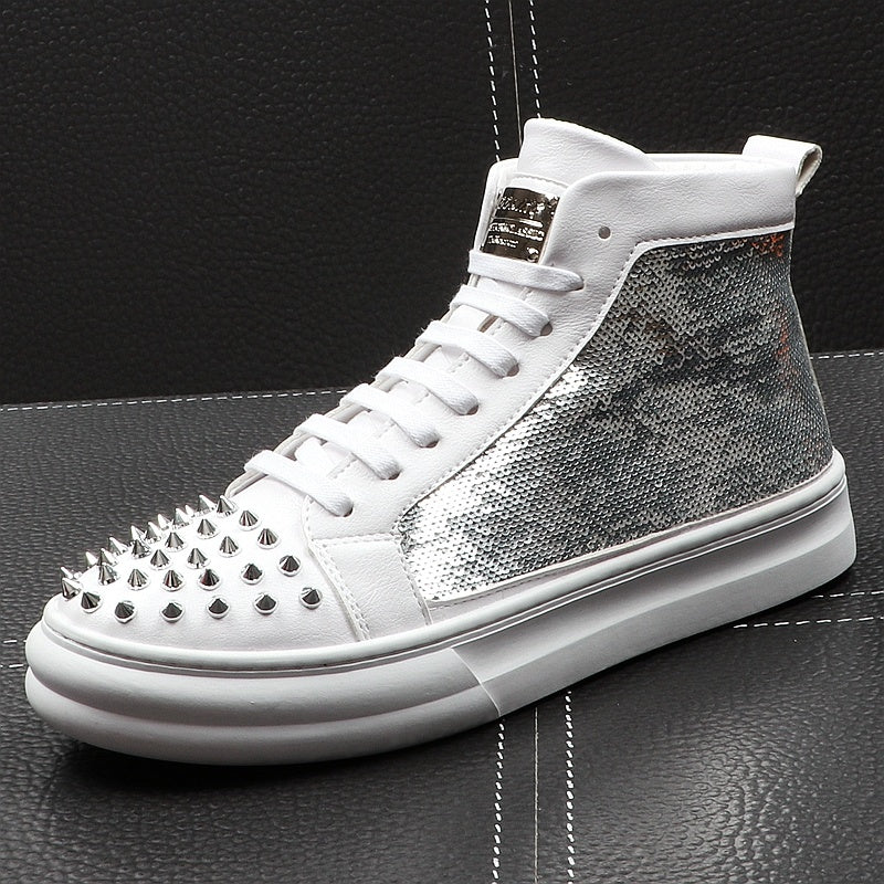 Professional Men's High-Top Hairdresser Shoes - Thick Sole Comfort Design