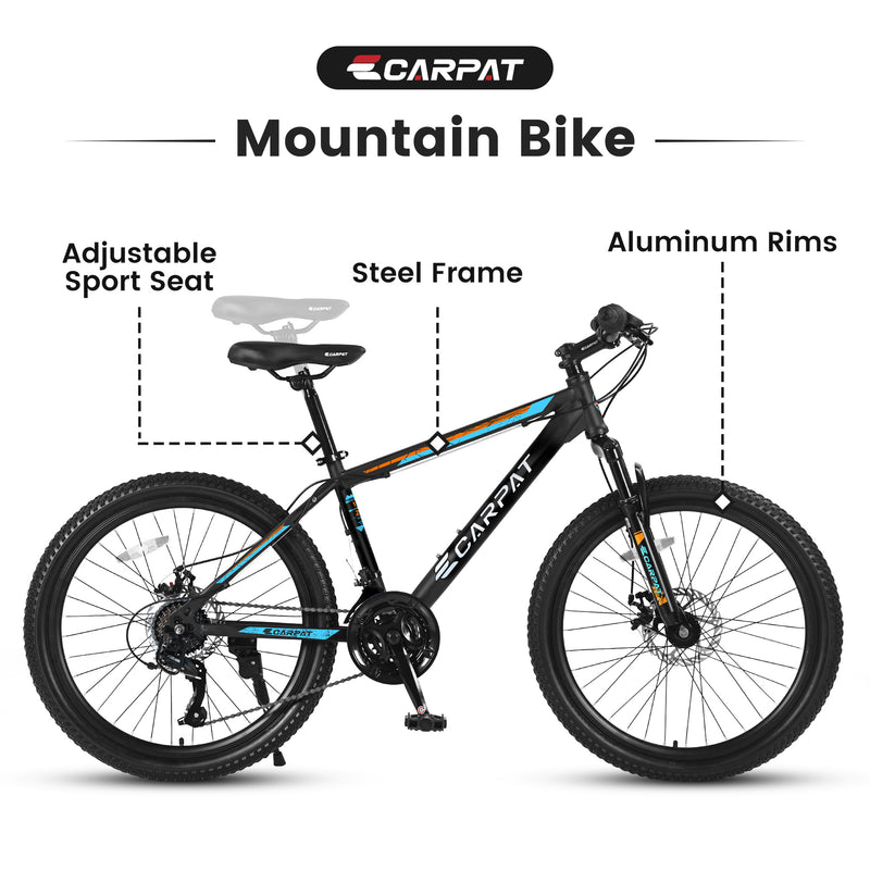 Adventure-Ready 26-Inch Mountain Bicycle - Black & Blue Design