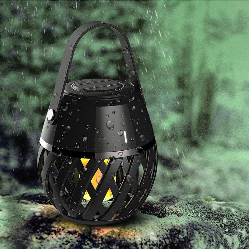 Waterproof Flame Effect Bluetooth Speaker - Portable LED Torch Light with 3D Fire Ambiance