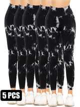 Premium 5-Piece Tie-Dye Yoga Leggings Set - High-Performance Fitness Collection