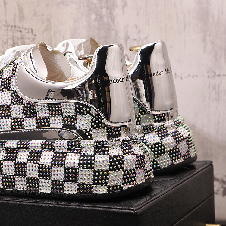 Men's Rhinestone Platform Shoes - Elevated Fashion Statement