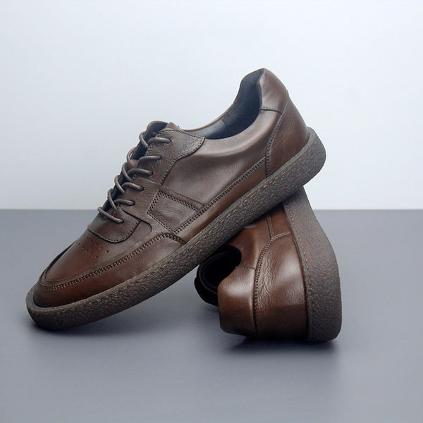 Premium Leather Sneakers - Breathable Low Top Vintage Men's Casual Shoes