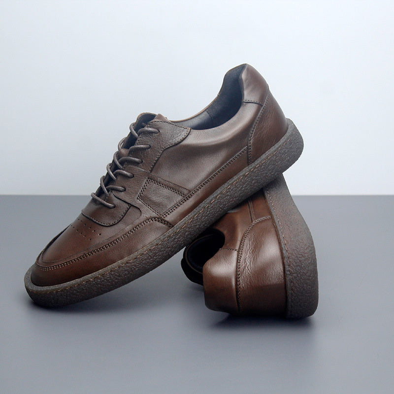 Premium Leather Sneakers - Breathable Low Top Vintage Men's Casual Shoes