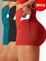 Premium 3-Pack High-Waisted Yoga Shorts - Advanced Tummy Control & Quick-Dry Technology