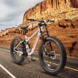A26309 26 Inch Mountain Bike,Full-Suspension 21 Speeds Drivetrain With Disc-Brake Bicycle, Fat Tire Bike For Men