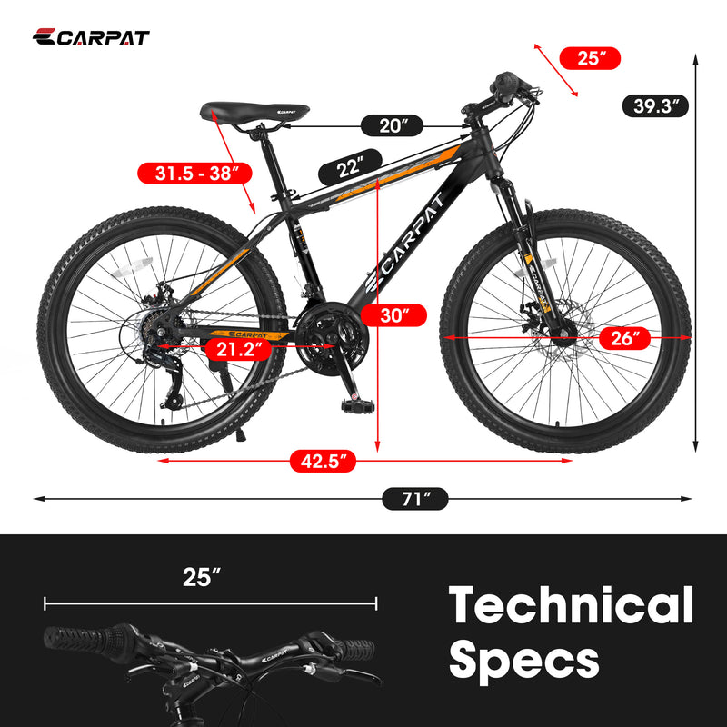 High-Performance Mountain Bicycle S26102 - Black & Orange Adventure Bike