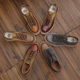 Premium Retro Casual Low-Top Leather Shoes - Thick Sole Breathable All-Match Design