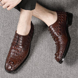 Premium Handmade Men's Crocodile Leather Business Shoes - Round Toe Formal Footwear