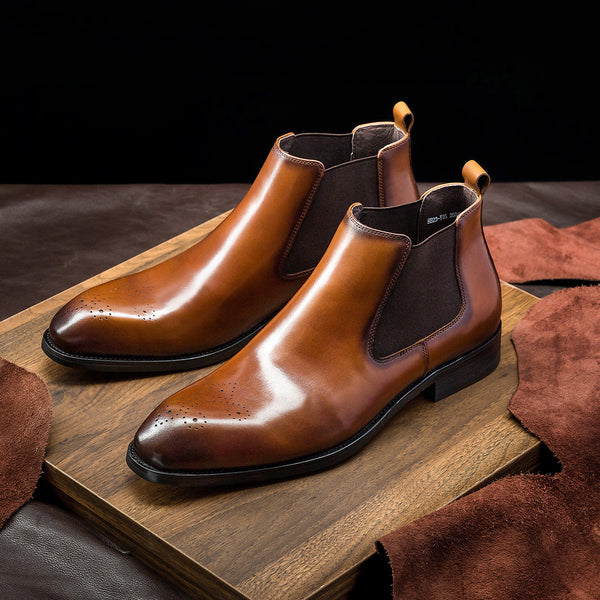 Premium Leather Martin Boots - Men's Classic Pointed Toe Dress Boots