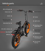 Foldable Electric Fat Tire Bike - 36V 500W Motor, 20x4.0 Wheels, 13AH Battery, LCD Display