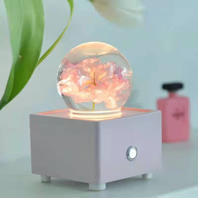 Enchanting Cherry Blossom Crystal Ball Bluetooth Speaker - Premium K9 Crystal Audio Device