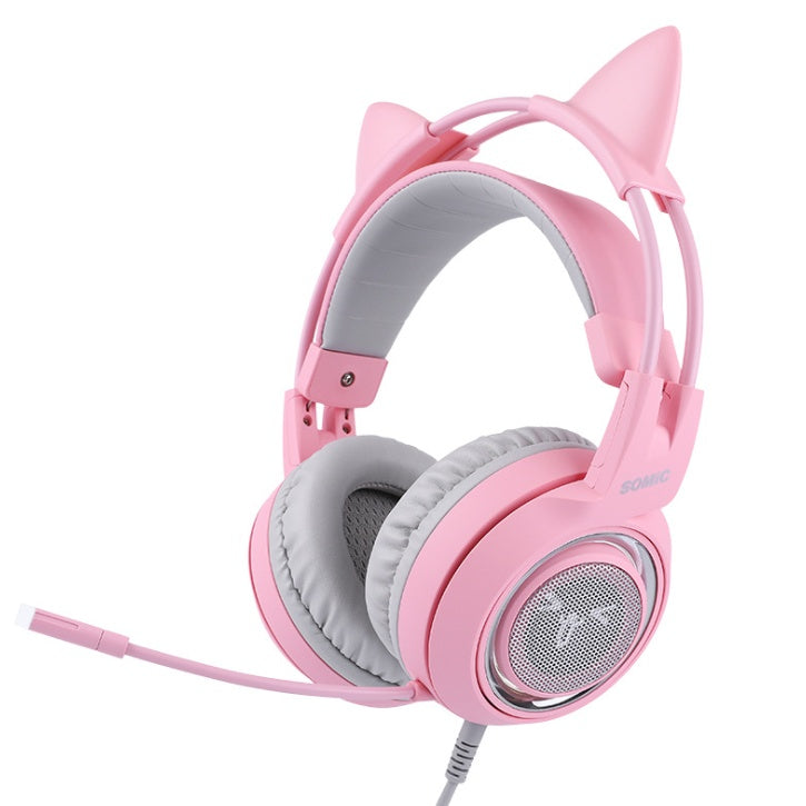 G951 Gaming Headset - USB 7.1 Virtual Surround Sound with LED Cat Ears & Vibration Technology