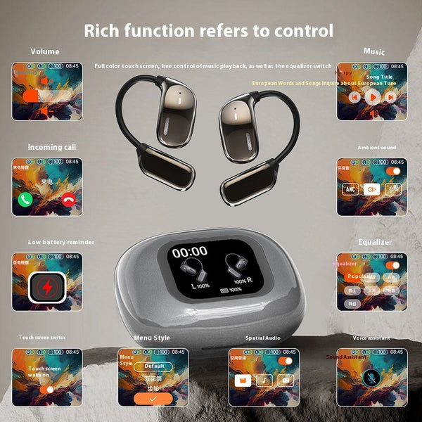 Advanced Wireless Sports Earbuds with Full-Color Touch Screen Display