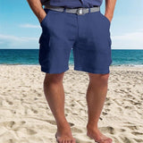Comfortable Multi-Pocket Straight Leg Shorts - Breathable Cotton Blend for Men