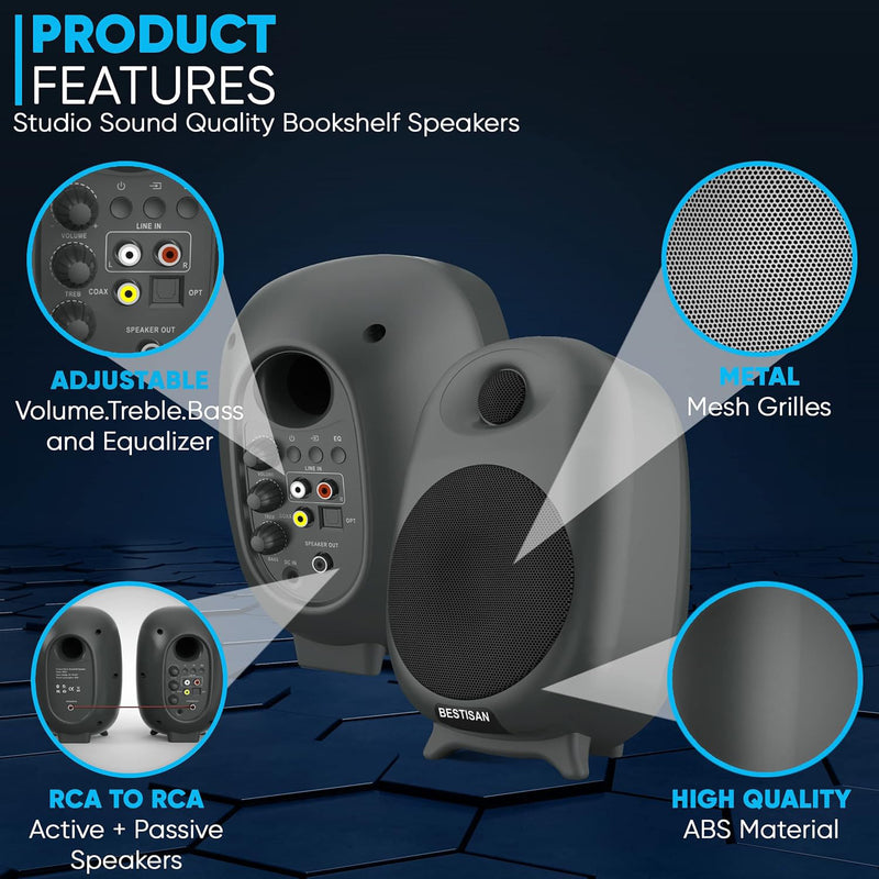 Compact Desktop USB Speakers - 2.0 Channel Wired Subwoofer System