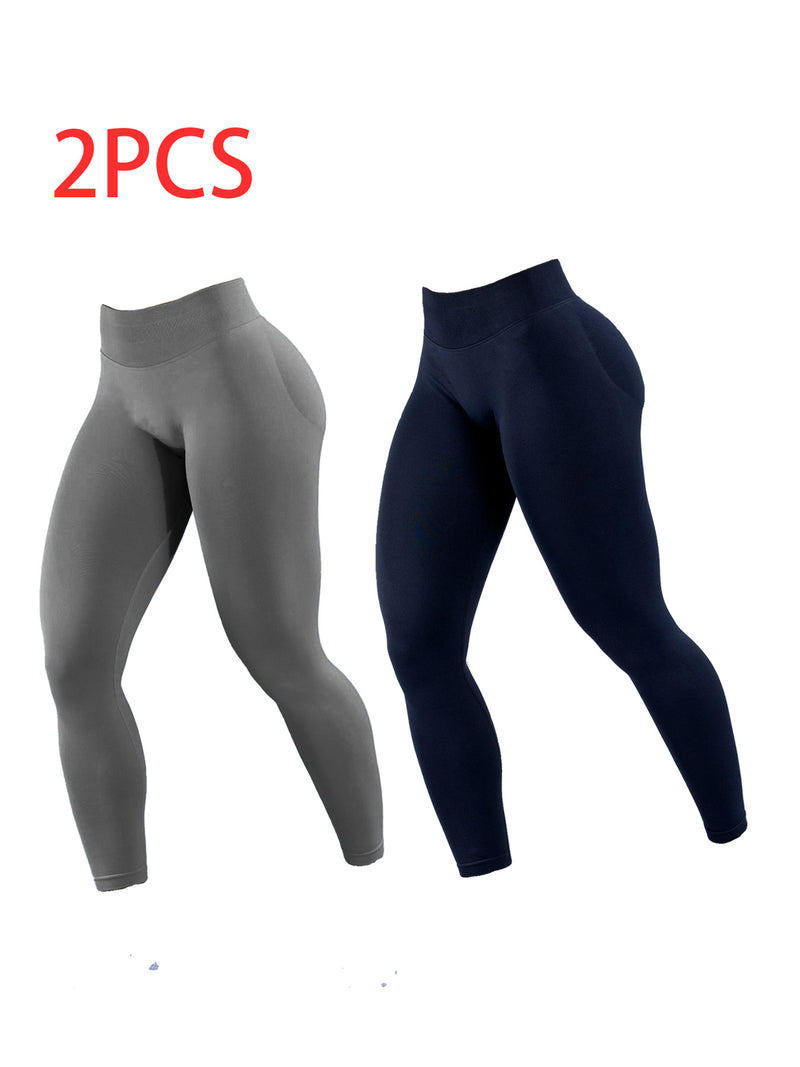 Premium High-Waist Seamless Yoga Leggings Set - 2 Pack