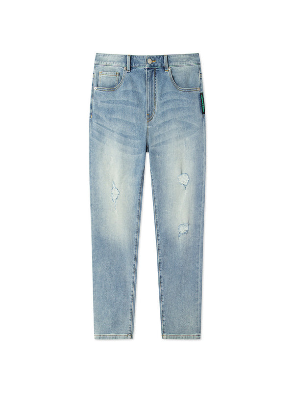 Summer New Cool Feeling Thin Ripped Jeans