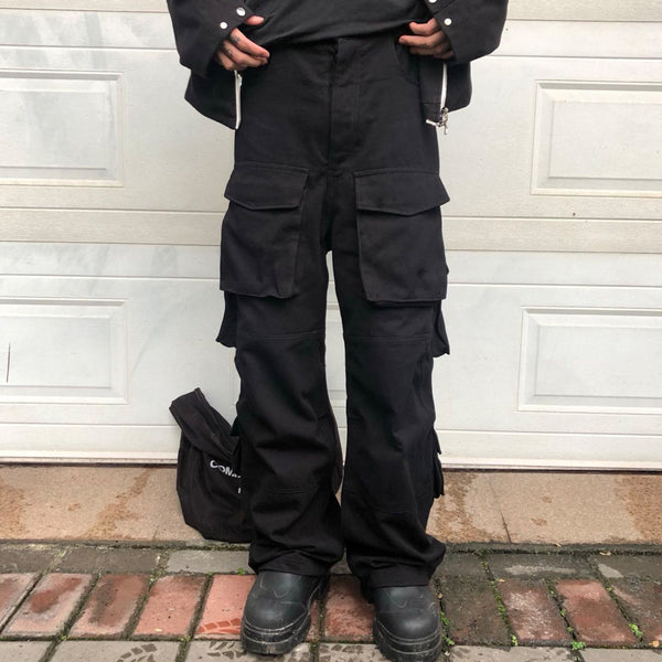 Tactical Multi-Pocket Wide Leg Cargo Pants for Men