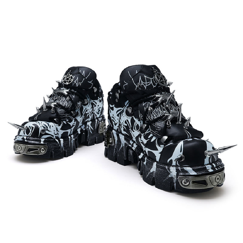 Dark Spikes Platform Shoes - Gothic Punk Rock Pumps with 6cm Heel