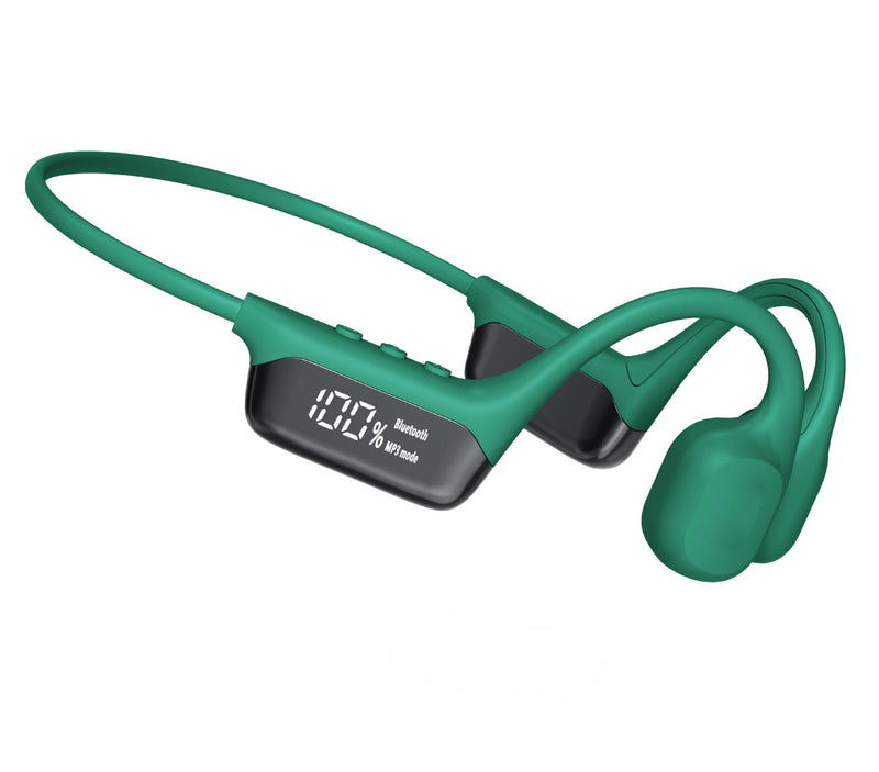 Wireless Bone Conduction Headphones with Digital Display - Waterproof Sports Bluetooth Headset