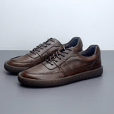 Premium Leather Sneakers - Breathable Low Top Vintage Men's Casual Shoes