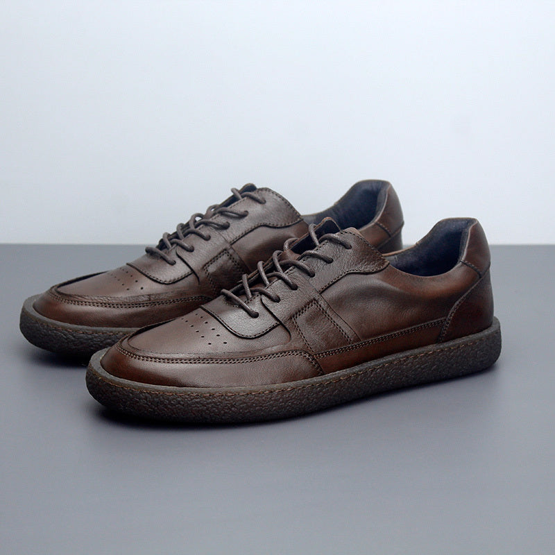 Premium Leather Sneakers - Breathable Low Top Vintage Men's Casual Shoes
