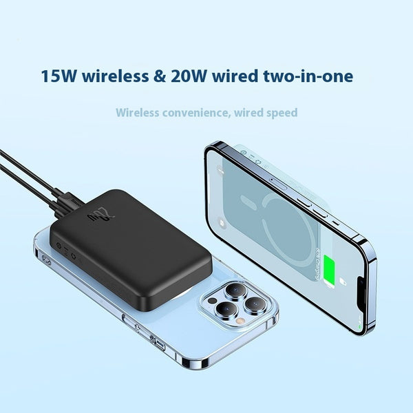 Magnetic Mini Wireless Fast Charging Power Bank - 10000mAh 20W Portable Charger with Strong Magnetic Adsorption