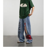 Women's Light Color Loose Stacked Jeans