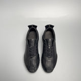 Premium Black Cowhide Casual Men's Genuine Leather Shoes - Breathable Low Heel Design