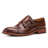 Premium Handcrafted Men's Monk Strap Dress Shoes - Genuine Cowhide Leather Business Formal Footwear