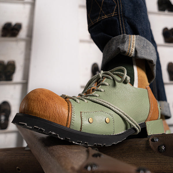 Premium Vintage Leather Casual Shoes - Unisex Outdoor Footwear with Rubber Sole