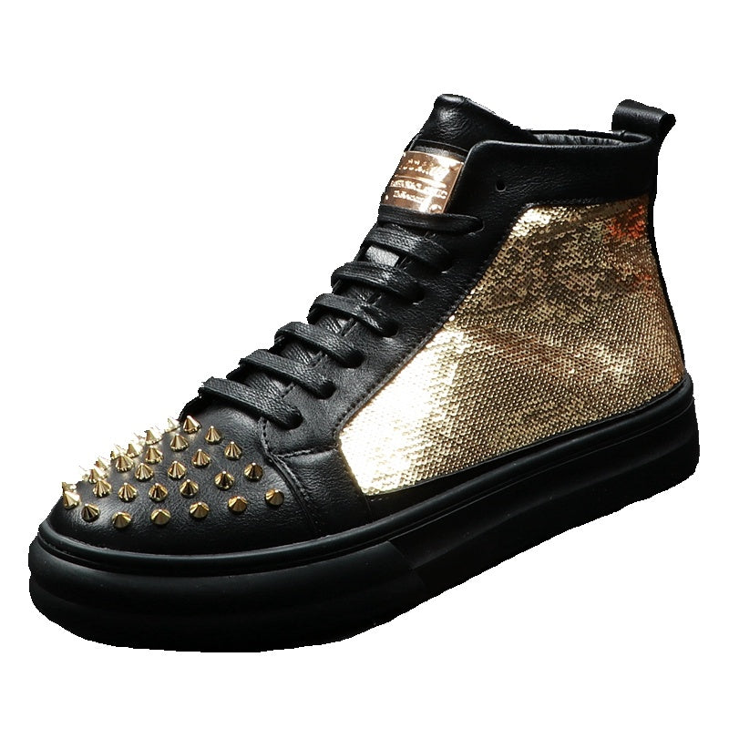 Professional Men's High-Top Hairdresser Shoes - Thick Sole Comfort Design