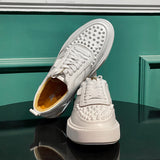 Stylish Men's Platform Rivet Casual Shoes - Comfortable Lace-Up Design