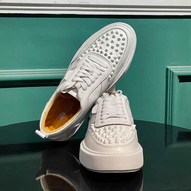 Stylish Men's Platform Rivet Casual Shoes - Comfortable Lace-Up Design