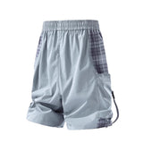 Plaid Stitching Casual Shorts Men's Loose Cargo Shorts