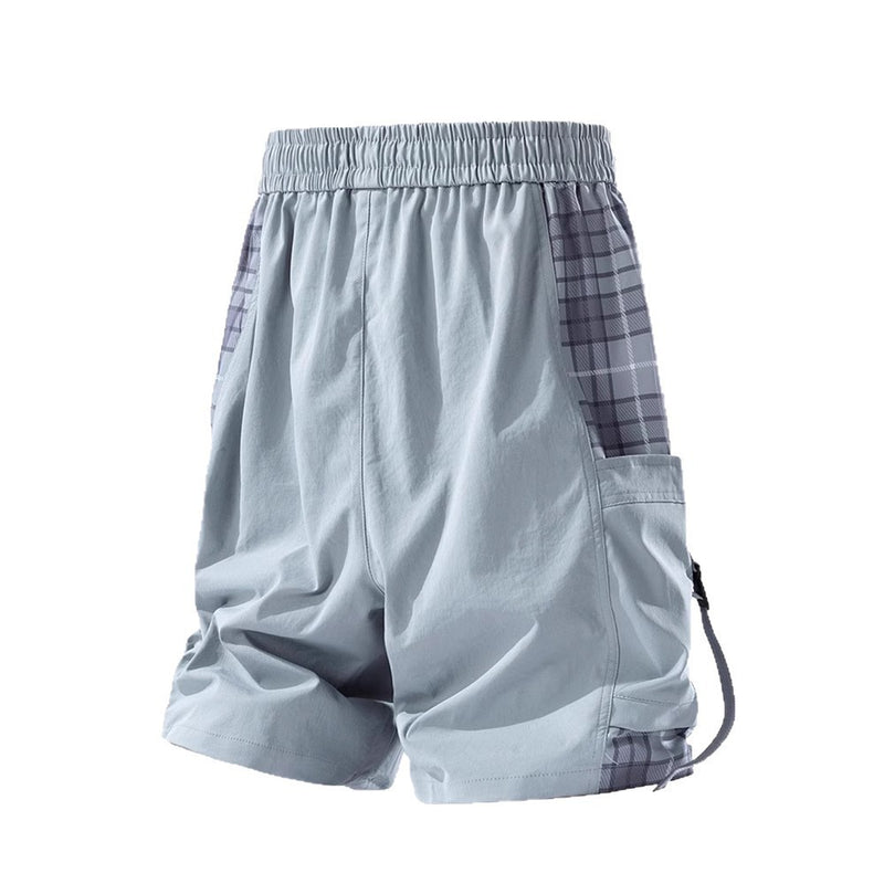 Plaid Stitching Casual Shorts Men's Loose Cargo Shorts