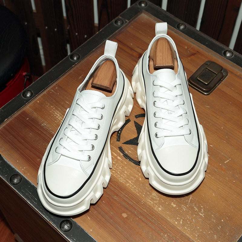 Men's Lace-Up Platform Shoes - Stylish Elevator Sneakers with 5cm Heel