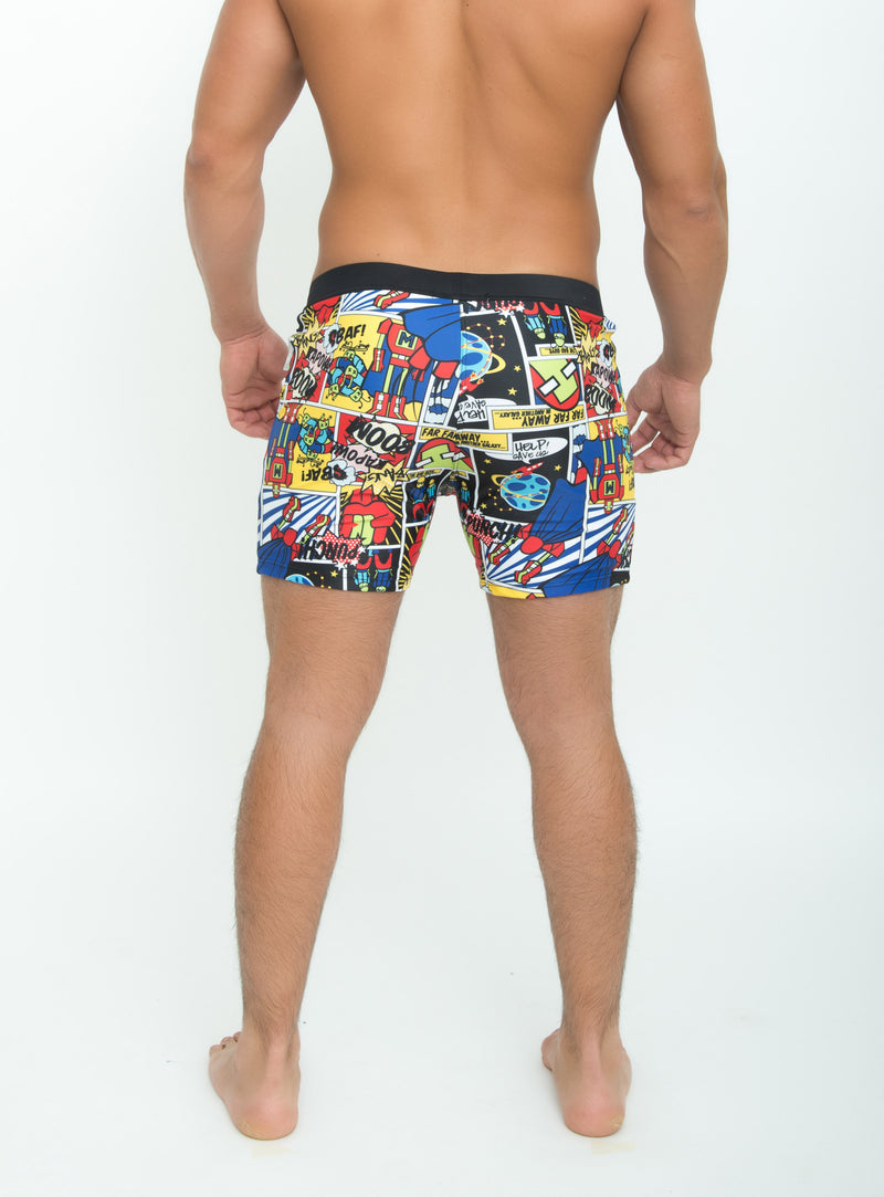 Men's Printed Swim Shorts - Loose Fit Beach Boxer Swimwear Plus Size