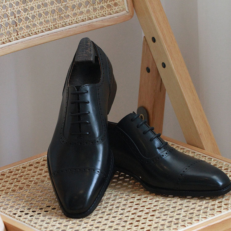 Men's Premium British Oxford Leather Dress Shoes - Classic Formal Business Footwear