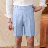 Napoli Double Pleated Casual Shorts - Men's Light Cropped Cotton Blend Pants