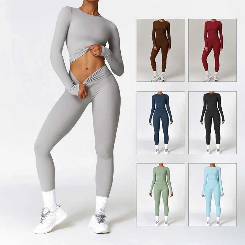 Women's Premium Brushed Yoga Set - Quick-Dry Fitness Tracksuit