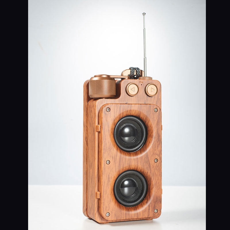 Premium Wood Grain Bluetooth Speaker - Wireless Dual Audio with Card Slot
