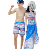 Stylish Couple Split Swimsuit Set - Polyester Beach Swimwear for Men & Women