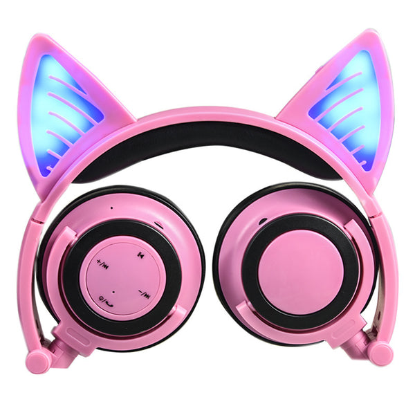 Wireless LED Gaming Headphones - Foldable Bluetooth Over-Ear Headset with Microphone