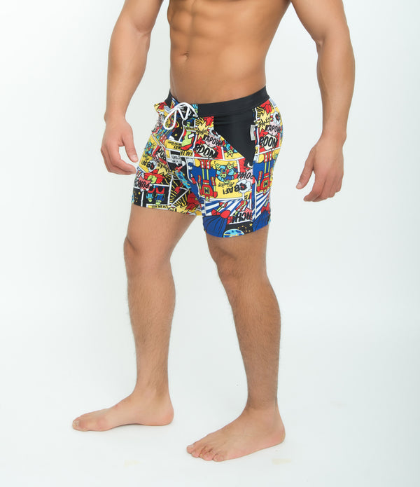 Men's Printed Swim Shorts - Loose Fit Beach Boxer Swimwear Plus Size