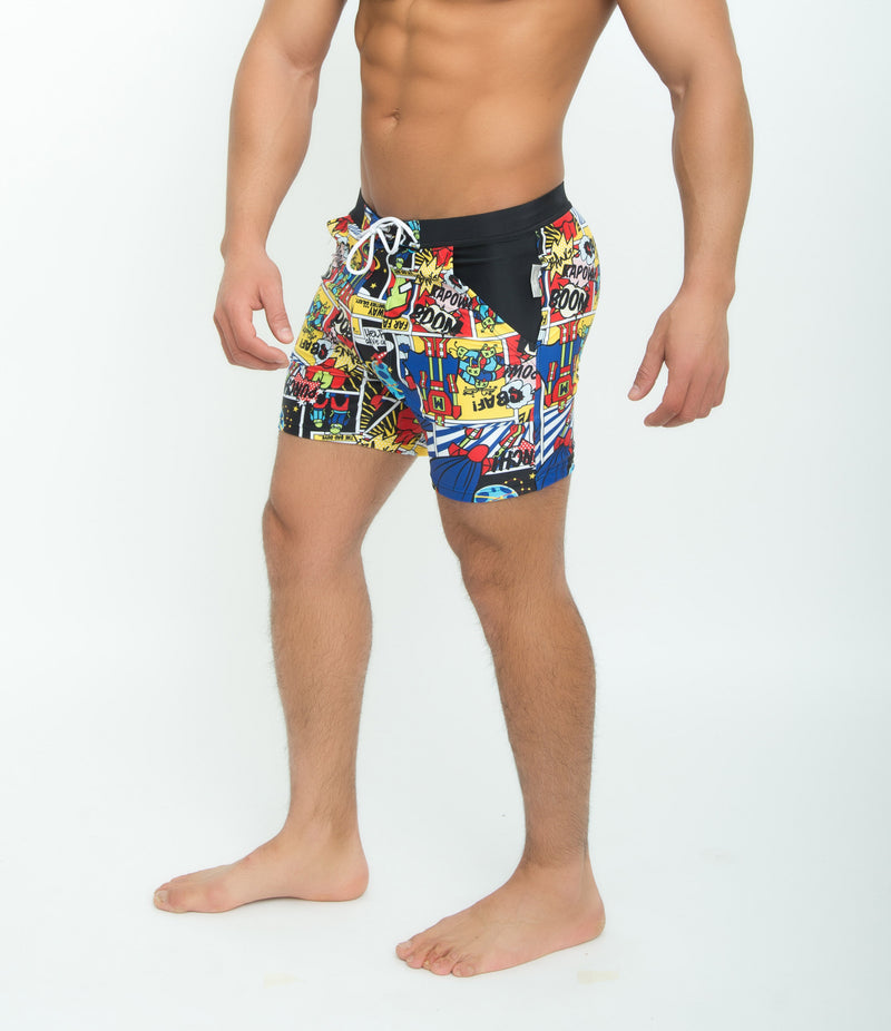 Men's Printed Swim Shorts - Loose Fit Beach Boxer Swimwear Plus Size